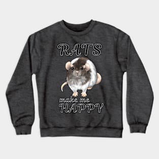 Rats make me happy - Black hooded ver. Crewneck Sweatshirt